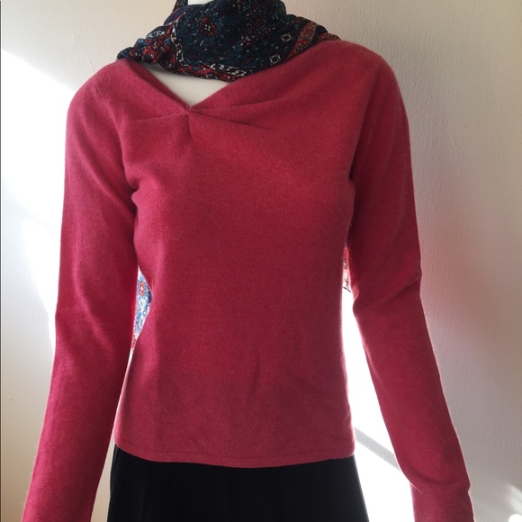 Like New Alfani red cashmere asymmetrical neckline sweater - Picture 1 of 7